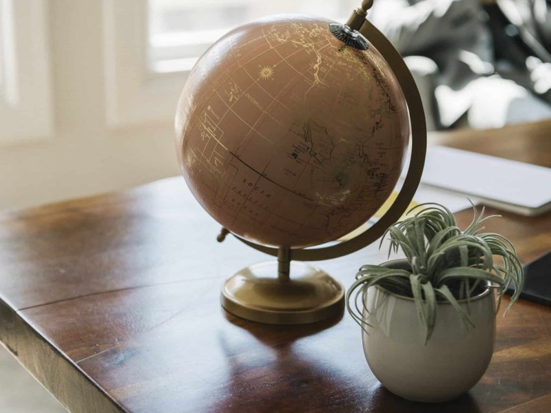 Golden globe on a desk